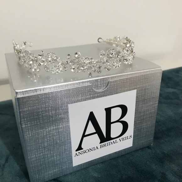 Ansonia Bridal Silver Jeweled Headpiece main image 4